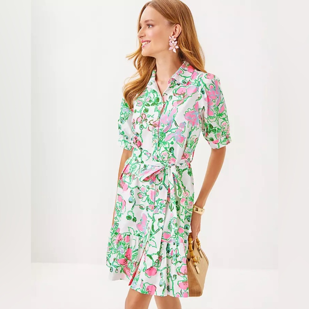 Lilly Pulitzer Pink and Green Floral Dress